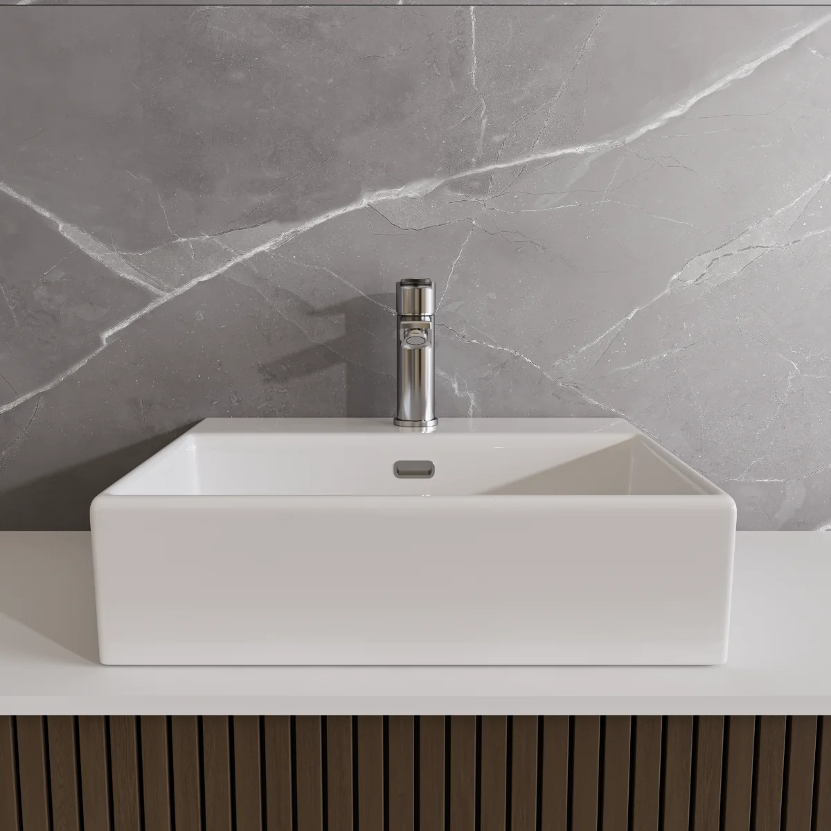 Lavoar Baie Pe Blat Celesta Urban 50 50 x 42 x 14 cm Orificiu Baterie Ceramică Alb