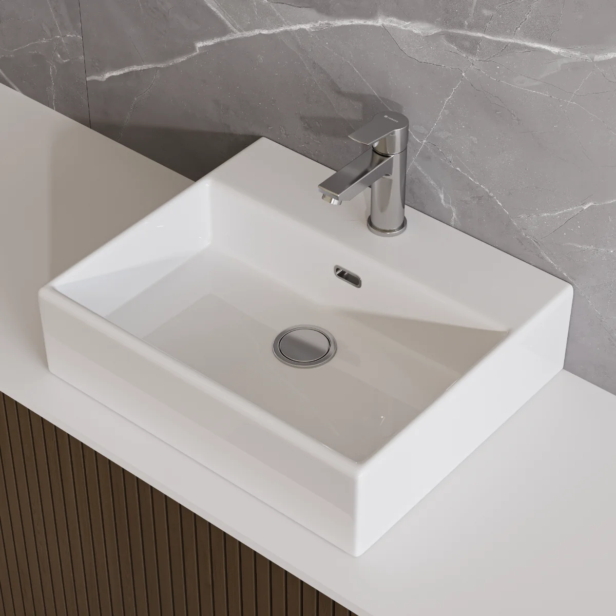 Lavoar Baie Pe Blat Celesta Urban 50 50 x 42 x 14 cm Orificiu Baterie Ceramică Alb