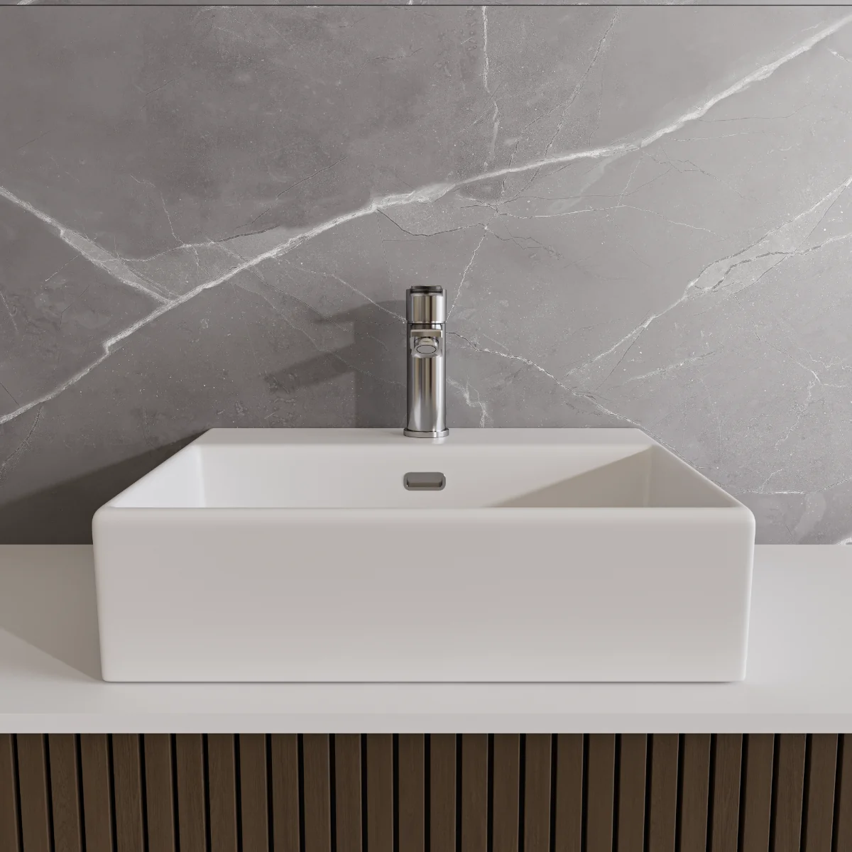 Lavoar Baie Pe Blat Celesta Urban 50 x 42 x 14 cm Orificiu Baterie Ceramica Alb Mat