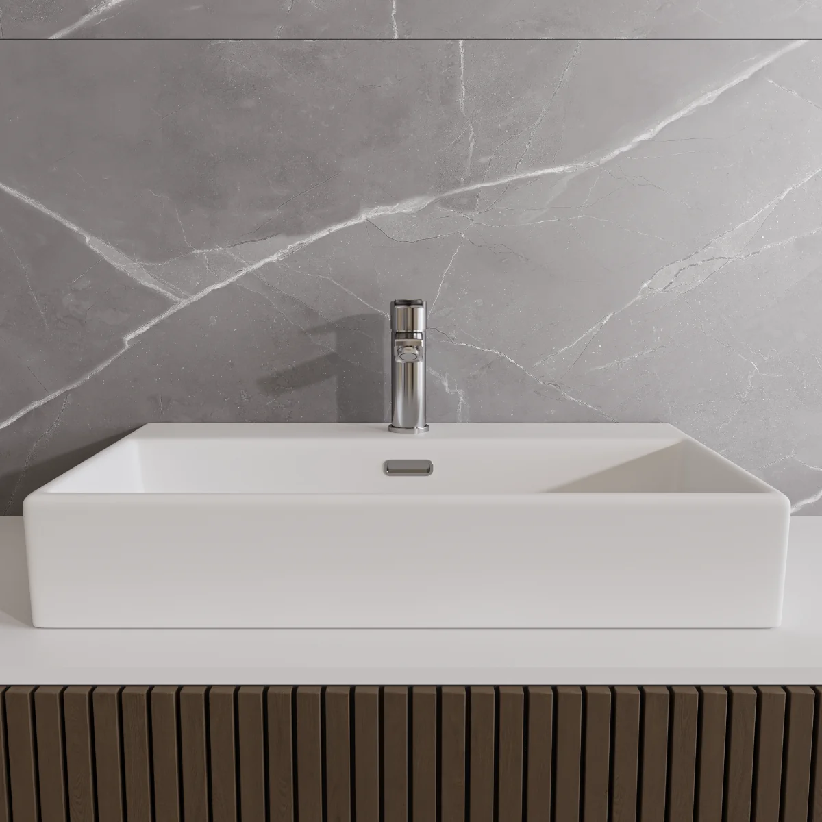 Lavoar Baie Pe Blat Celesta Urban 70 x 41 x 14 Cm Orificiu Baterie Ceramică Alb Mat