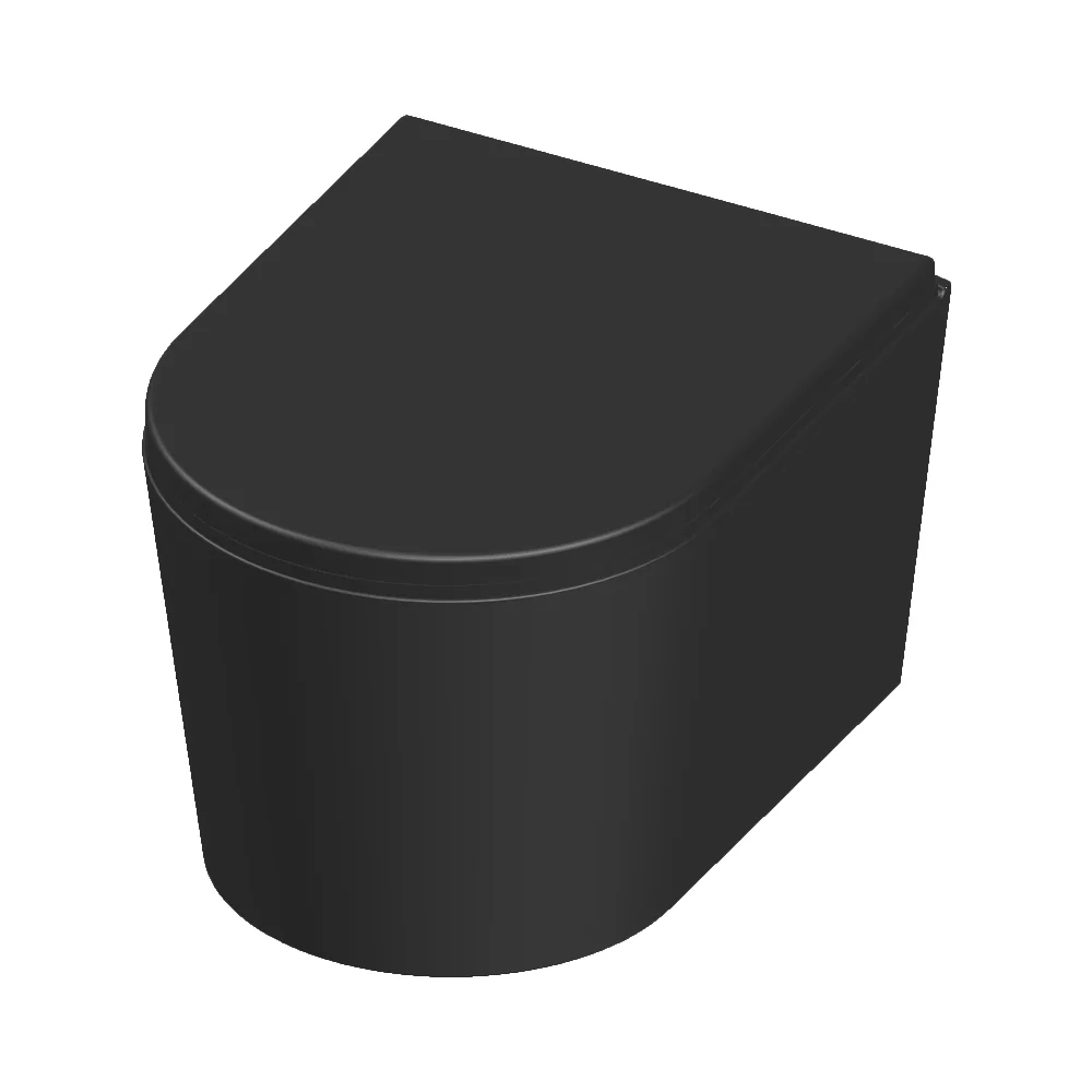 Vas WC Suspendat Negru Mat Celesta Vista 50 x 35 cm Ceramica Capac Duroplast Inchidere Lenta