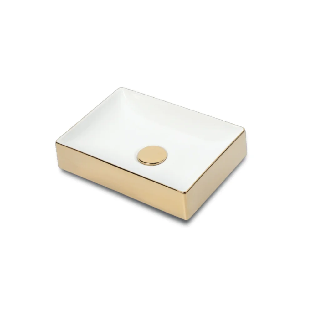Lavoar Baie Pe Blat Celesta Toronto 50 x 36 x 11 Cm Ceramica Auriu/Alb