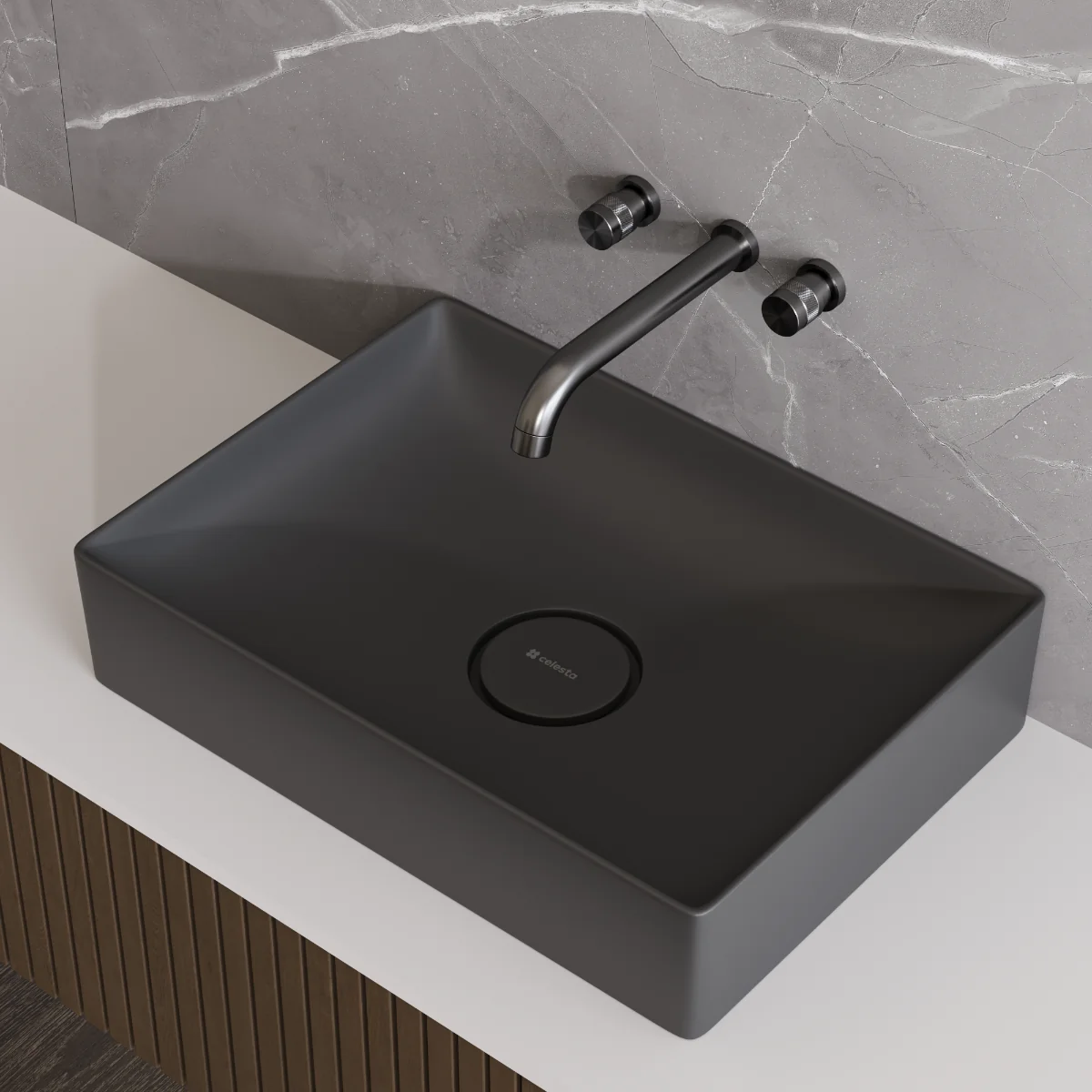 Lavoar Baie Pe Blat Celesta Toronto 50 x 36 x 11 cm Ceramica Antracit Mat