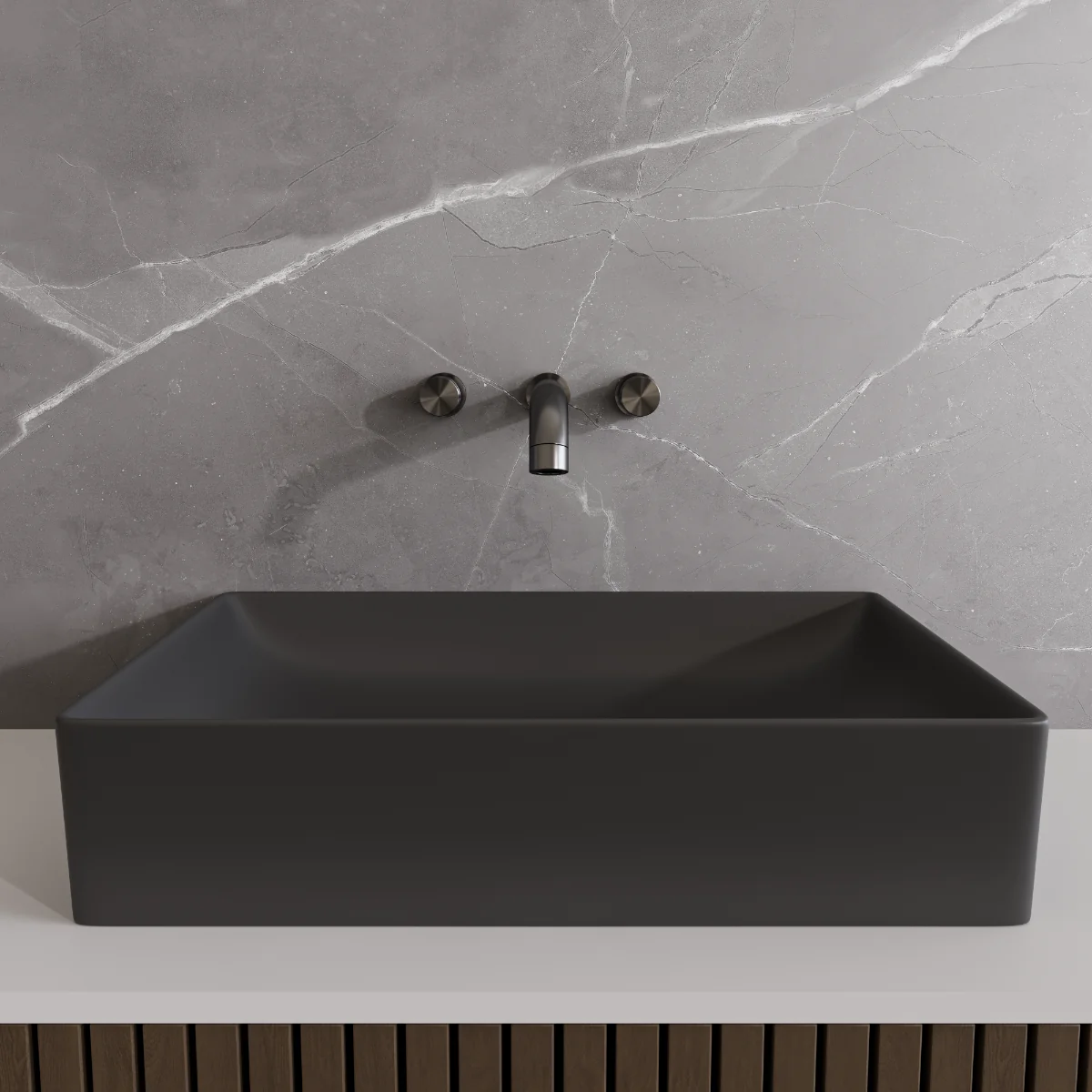 Lavoar Baie Pe Blat Celesta Toronto 50 x 36 x 11 cm Ceramica Antracit Mat