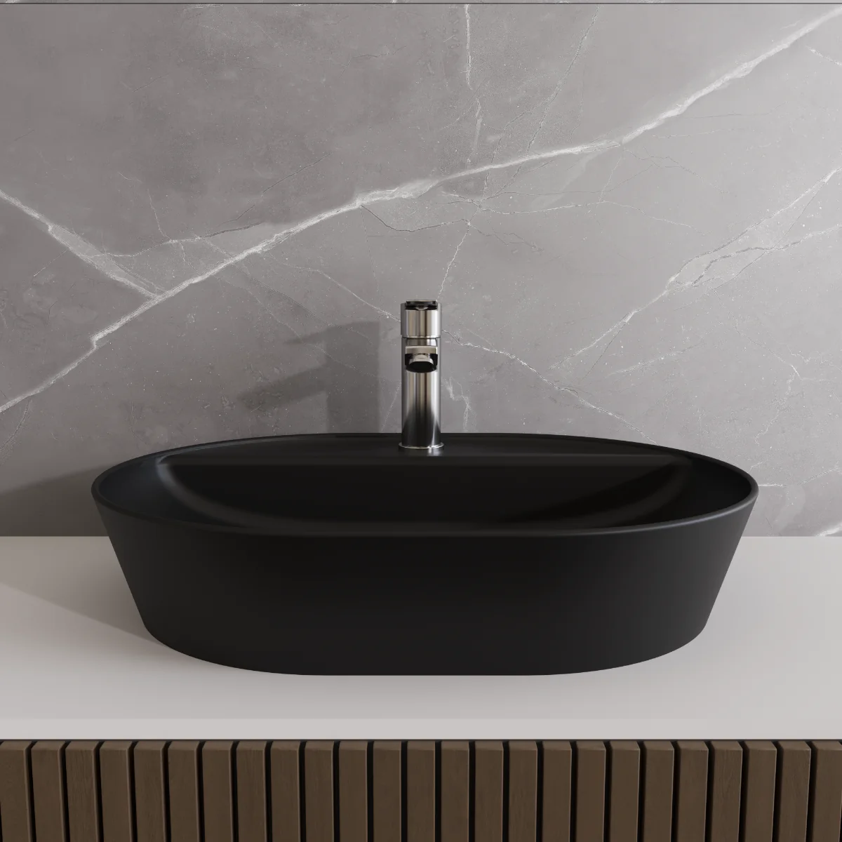 Lavoar Baie Pe Blat Celesta Vista 60 x 45 x 11.5 cm Ceramica Negru Mat