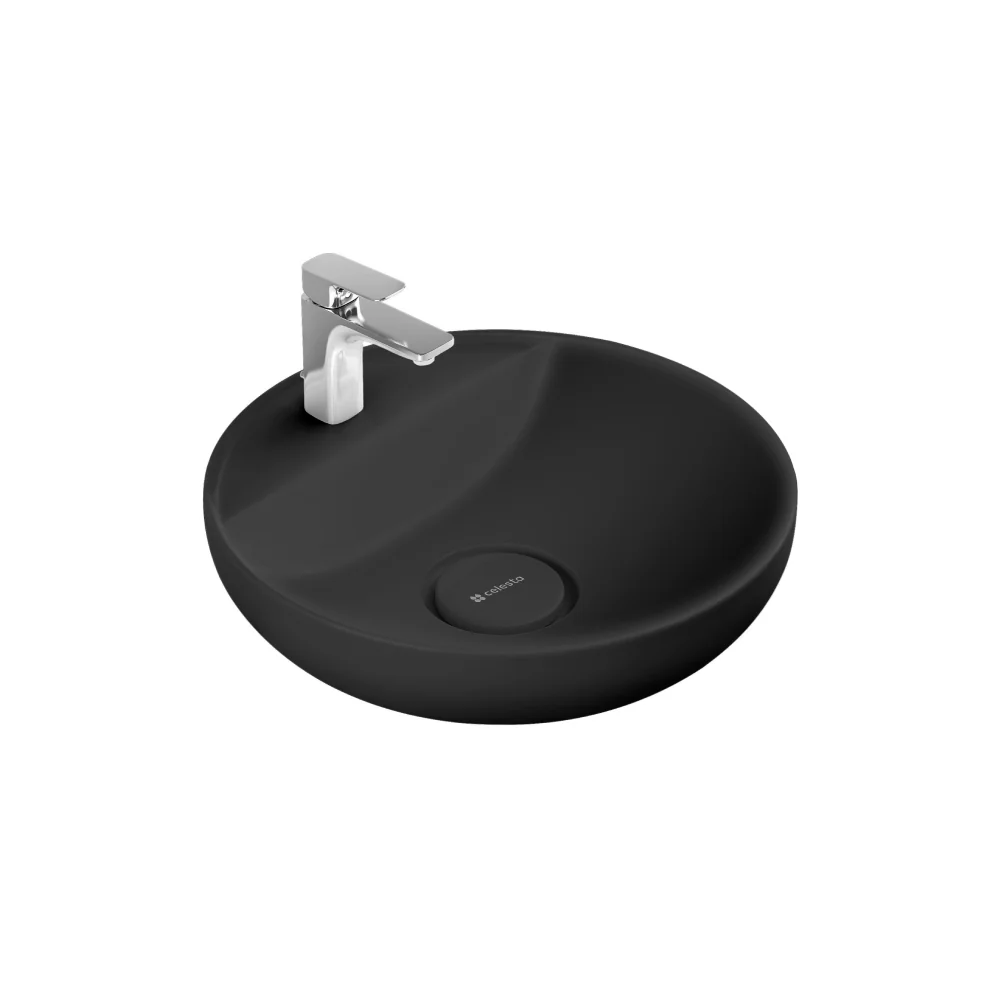 Lavoar Baie Montare Pe Blat Celesta Lara 42 x 42 x 13 cm Orificiu Baterie Ceramica Antracit Mat