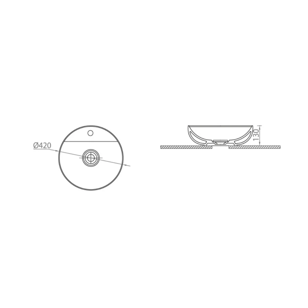 Lavoar Baie Pe Blat Celesta Lara 42 x 42 x 13 cm Orificiu Baterie Ceramica Alb Mat