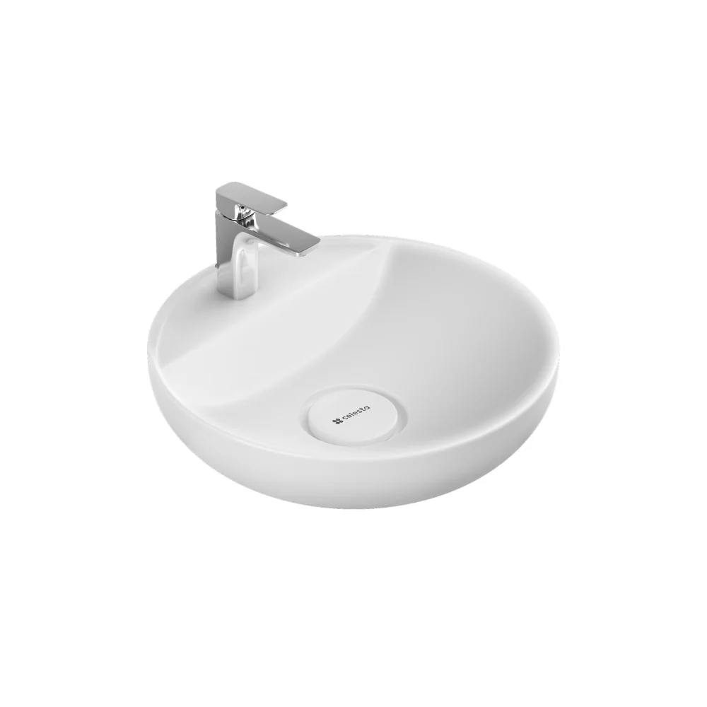 Lavoar Baie Pe Blat Celesta Lara 42 x 42 x 13 cm Orificiu Baterie Ceramica Alb Mat