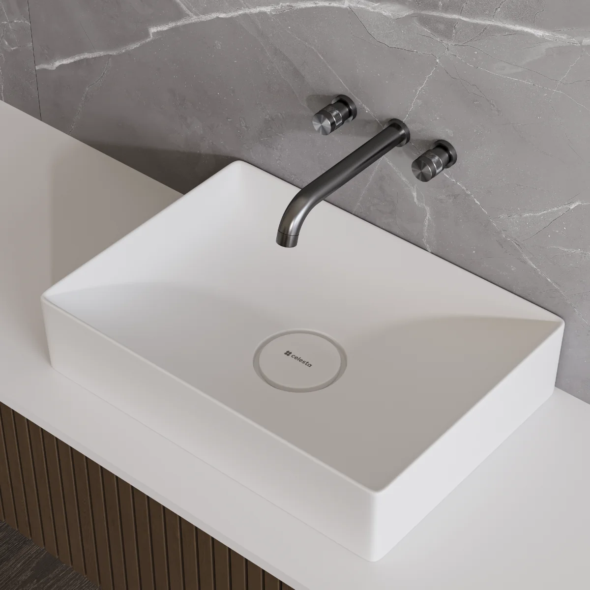 Lavoar Baie Pe Blat Celesta Toronto 50 cm (50 x 36 x 11) Ceramica Alb Mat