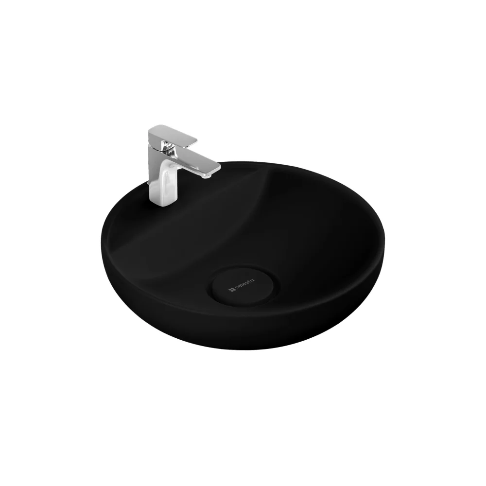Chiuveta Baie Pe Blat Celesta Lara 42 x 42 x 13 cm Orificiu Baterie Ceramica Negru Mat