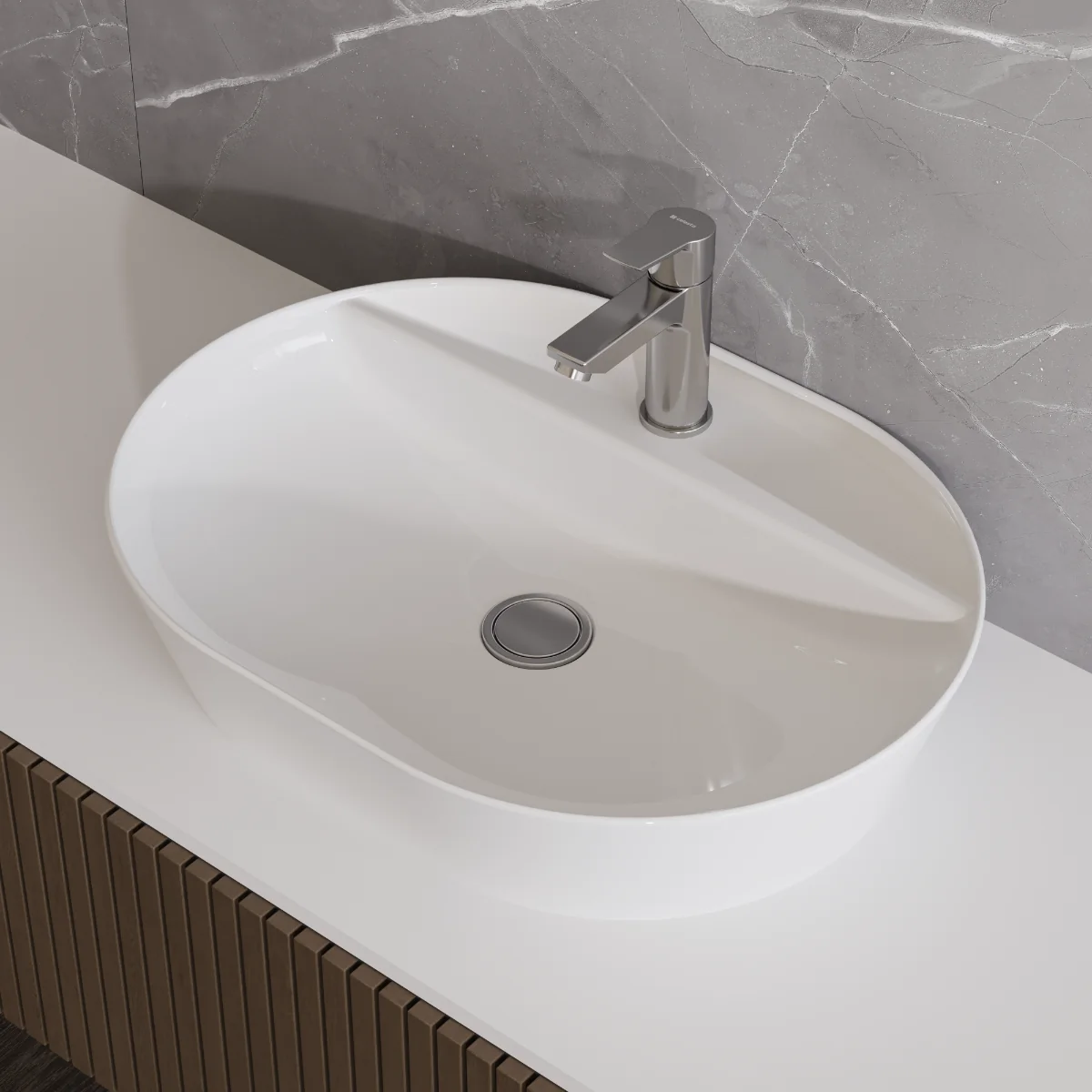 Lavoar Pe Blat Alb Celesta Vista 60 x 45 x 11.5 cm Ceramica