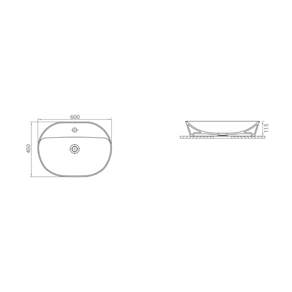 Lavoar Pe Blat Alb Celesta Vista 60 x 45 x 11.5 cm Ceramica