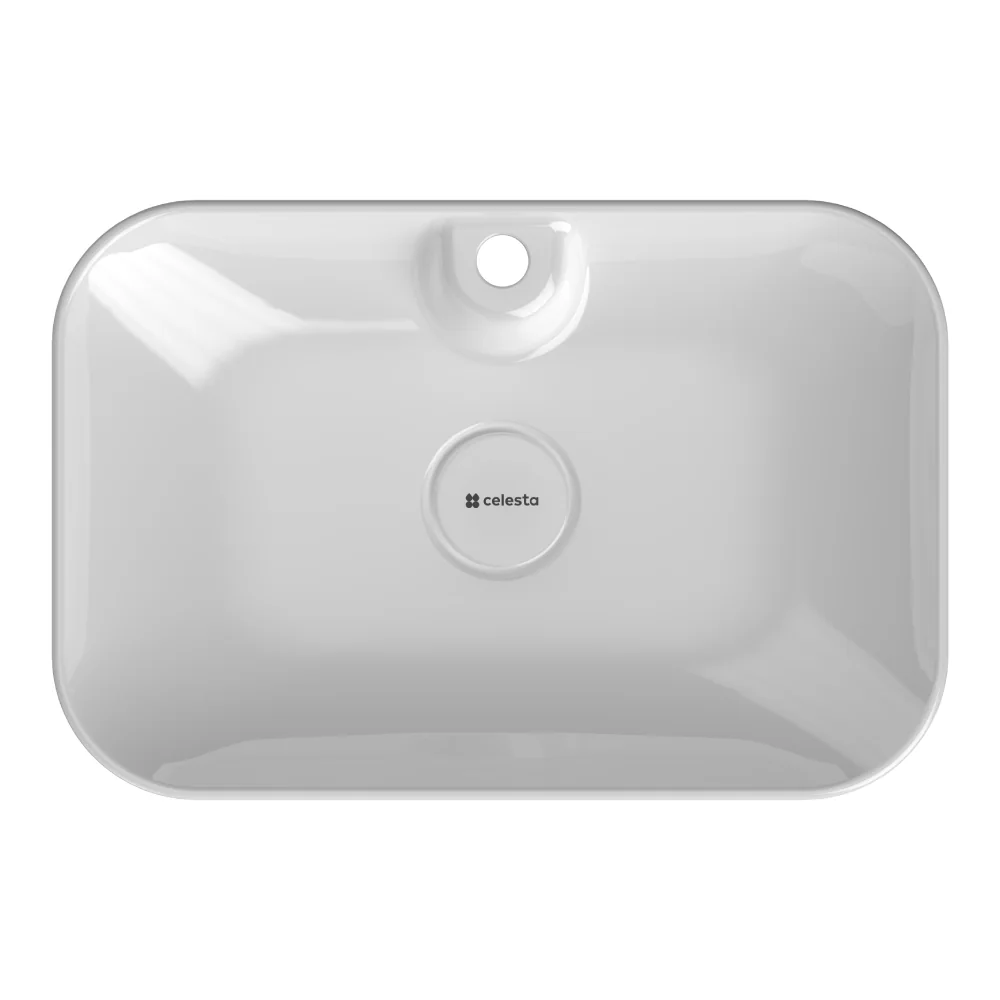 Lavoar Ceramic Pe Blat Celesta Eva 60 X 40 X 13 Cm Cu Orificiu Pentru Baterie Alb