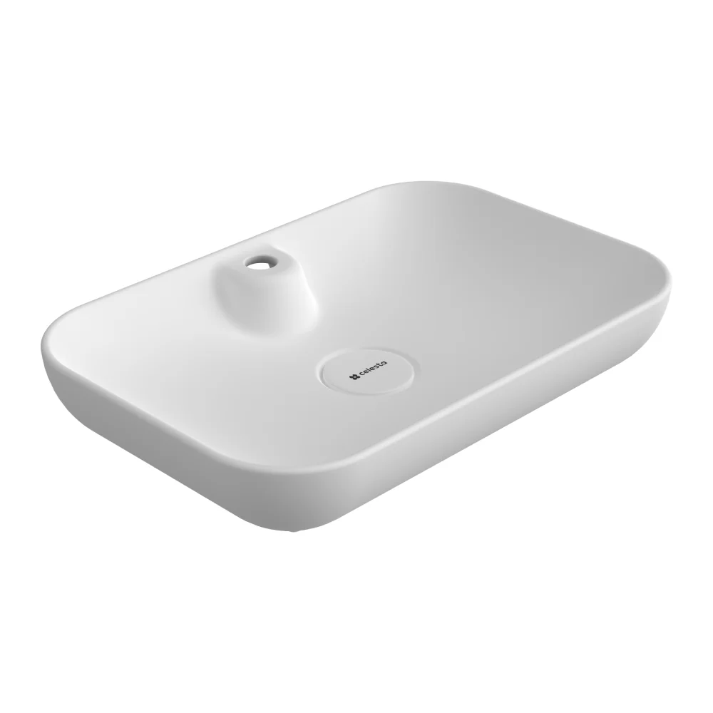 Lavoar Baie Pe Blat Celesta Eva 60 x 40 x 13 Cm Orificiu Baterie Model Ceramica Alb Mat