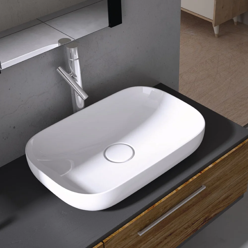 Lavoar Baie Pe Blat Celesta Carina 60 x 40 x 13 cm Ceramica Alb Lucios