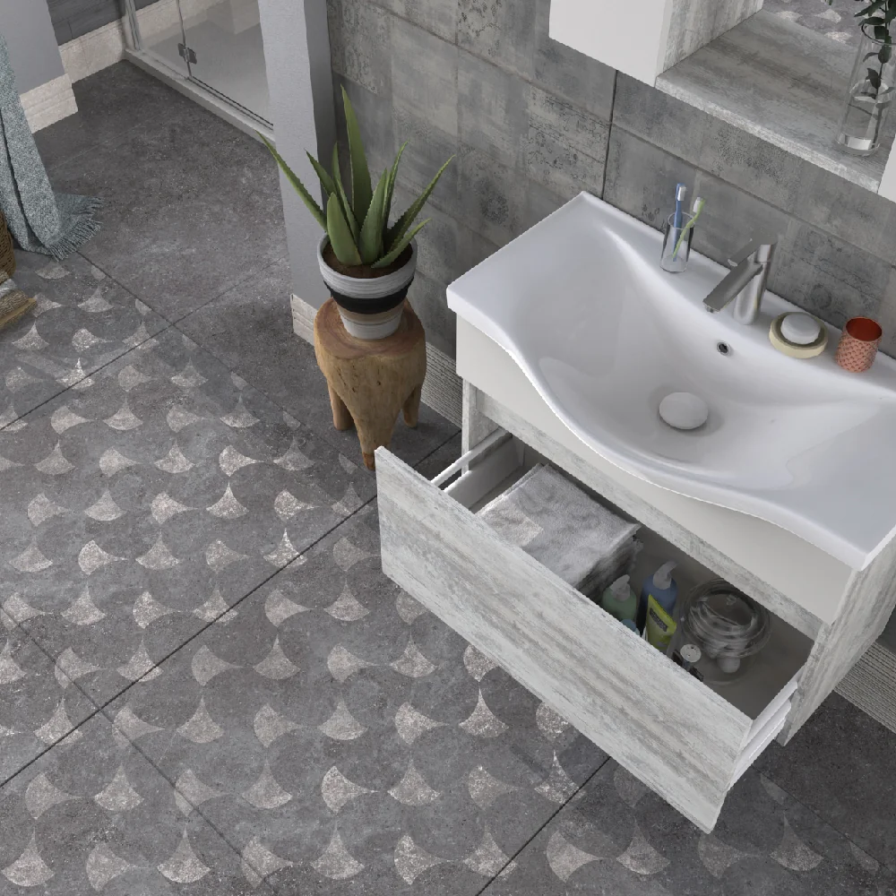 Set Mobilier Baie Cesme Suspendat 3 Piese Kristal 80 Cm