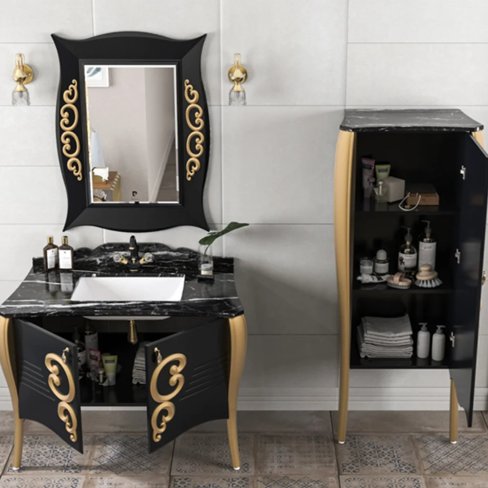 Set Mobilier Baie Pierre Cardin Hermitage 3 Piese Negru 115 cm