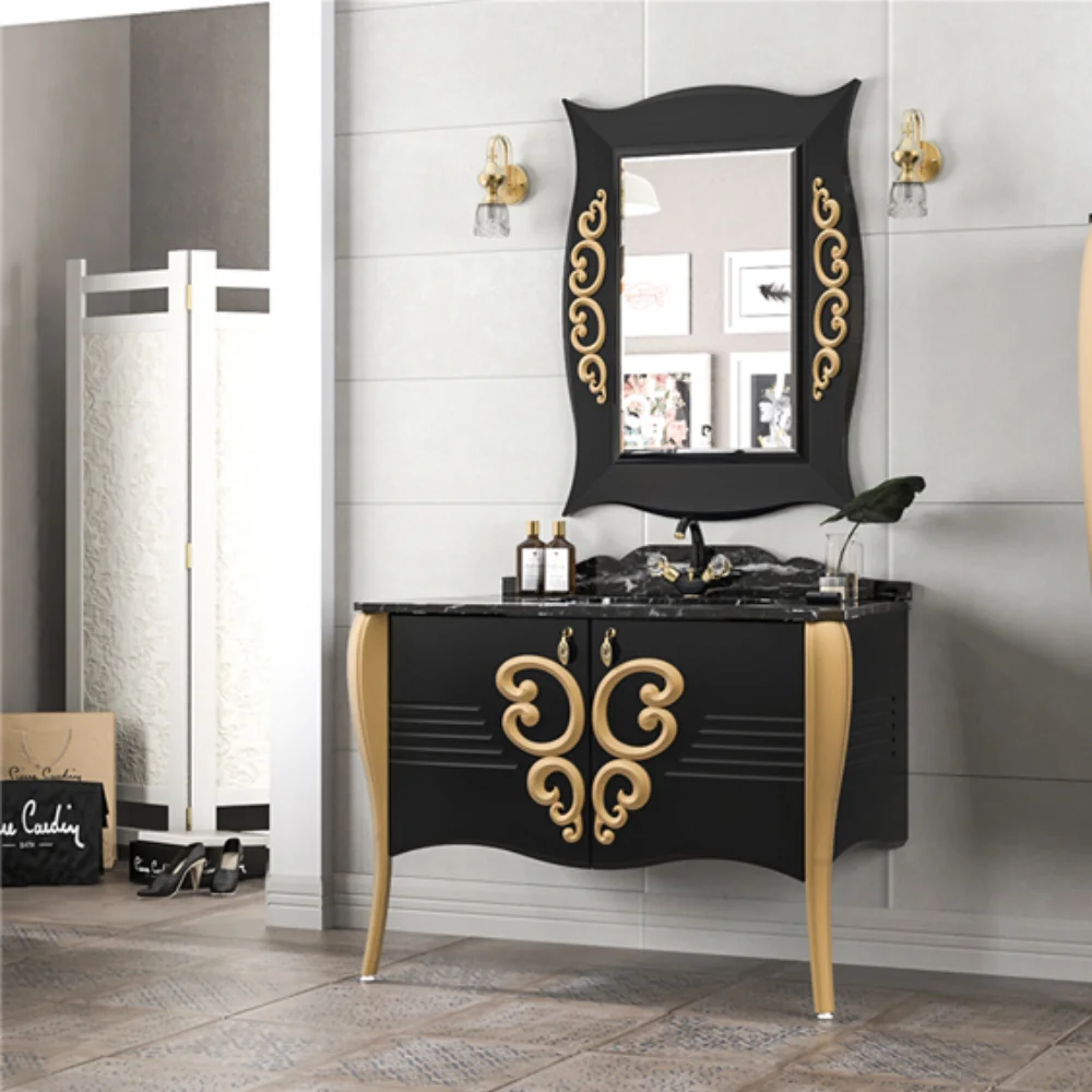 Set Mobilier Baie Pierre Cardin Hermitage 3 Piese Negru 115 cm