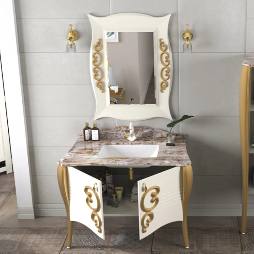 Set Mobilier Baie Pierre Cardin Hermitage 3 Piese Alb 115 Cm