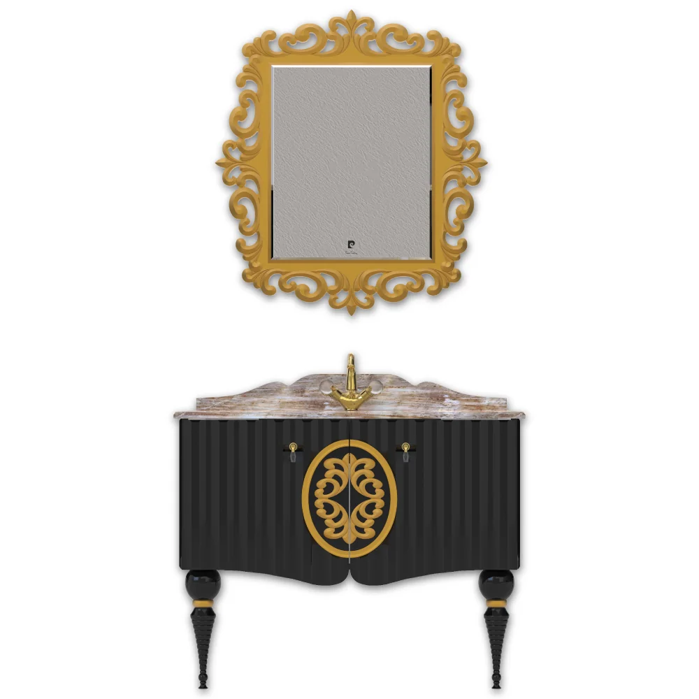 Set Mobilier Baie Pierre Cardin Moma 3 Piese Negru 106 cm