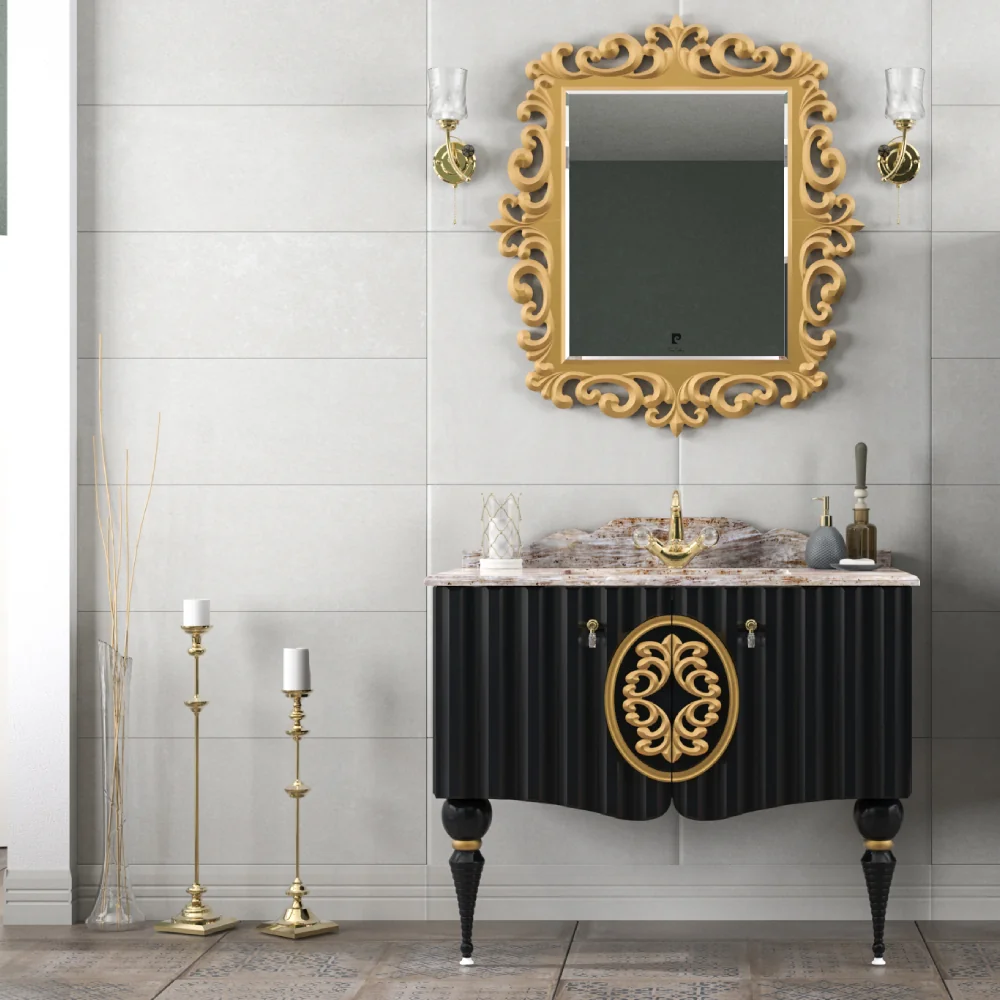 Set Mobilier Baie Pierre Cardin Moma 3 Piese Negru 106 cm