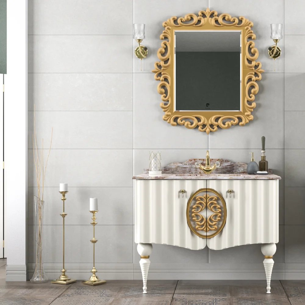 Set Mobilier Baie Pierre Cardin Moma 3 Piese Alb 106 Cm