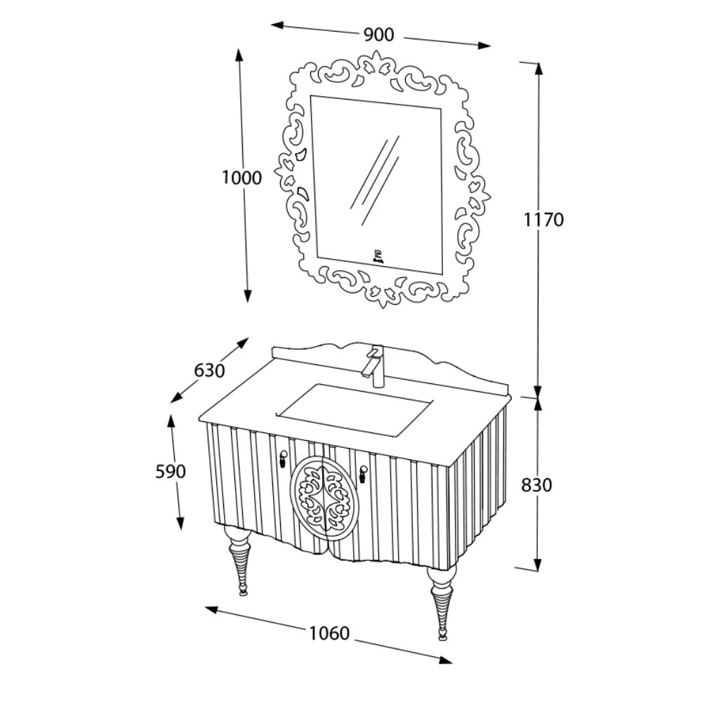 Set Mobilier Baie Pierre Cardin Moma 3 Piese Alb 106 Cm