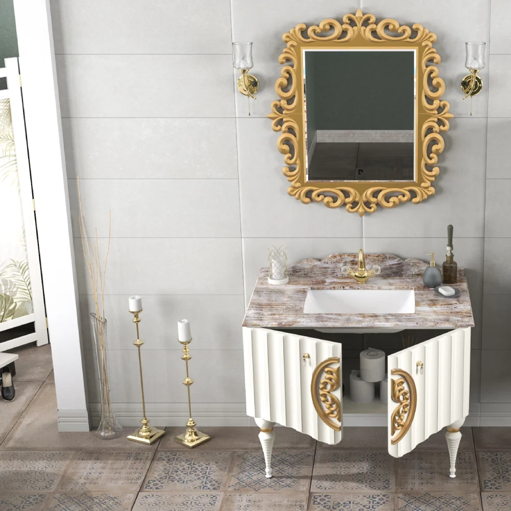 Set Mobilier Baie Pierre Cardin Moma 3 Piese Alb 106 Cm