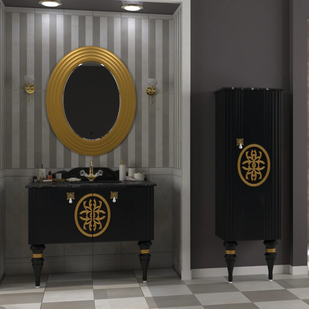 Set Mobilier Baie Pierre Cardin Tate 3 Piese Negru 102 Cm