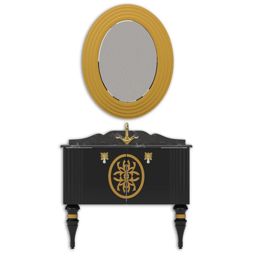 Set Mobilier Baie Pierre Cardin Tate 3 Piese Negru 102 Cm