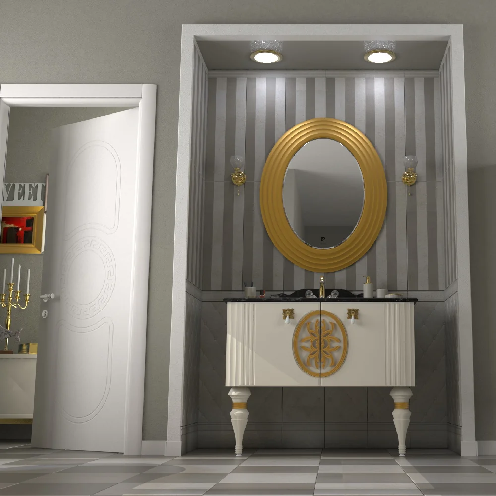 Set Mobilier Baie Pierre Cardin Tate 3 Piese Alb 102 cm