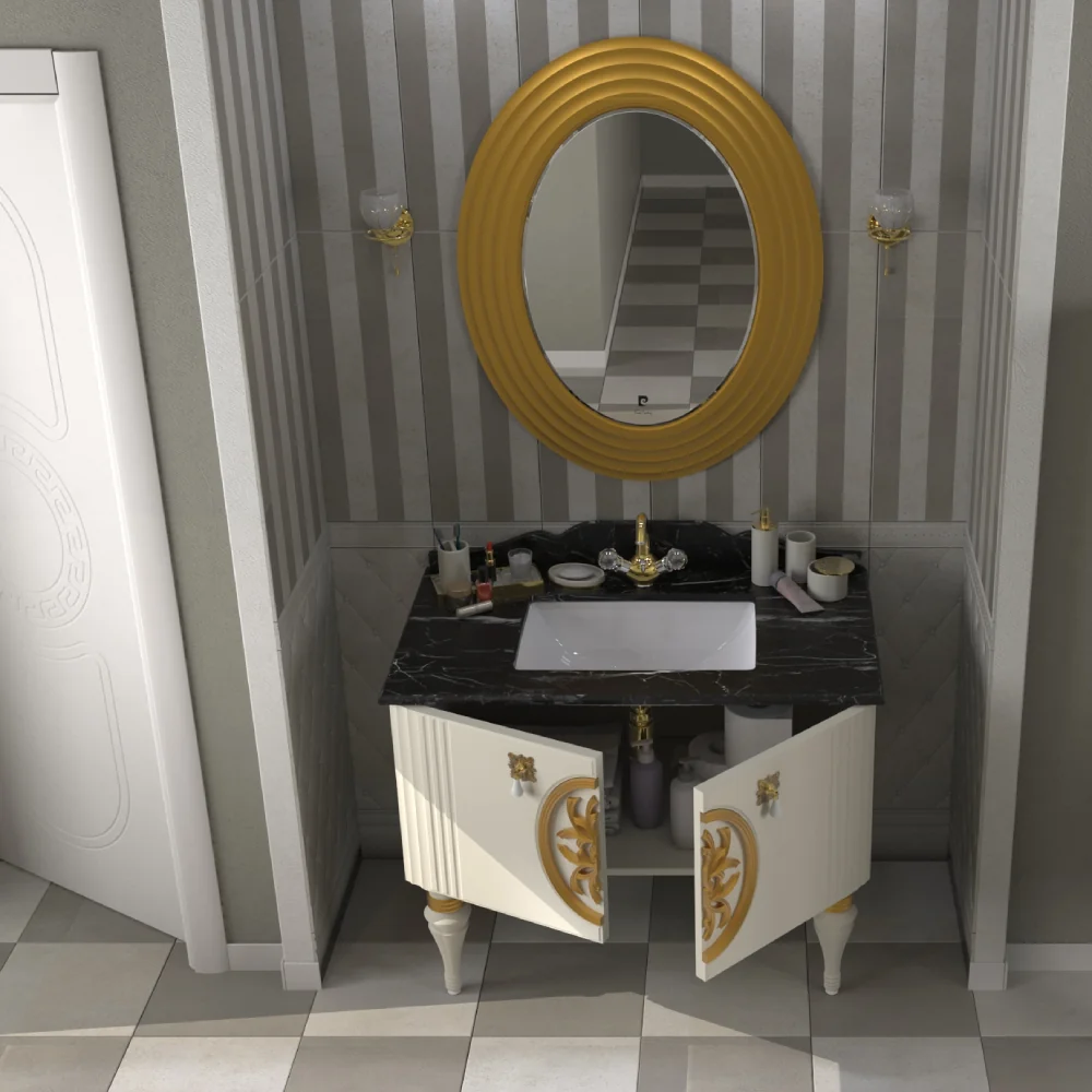 Set Mobilier Baie Pierre Cardin Tate 3 Piese Alb 102 cm