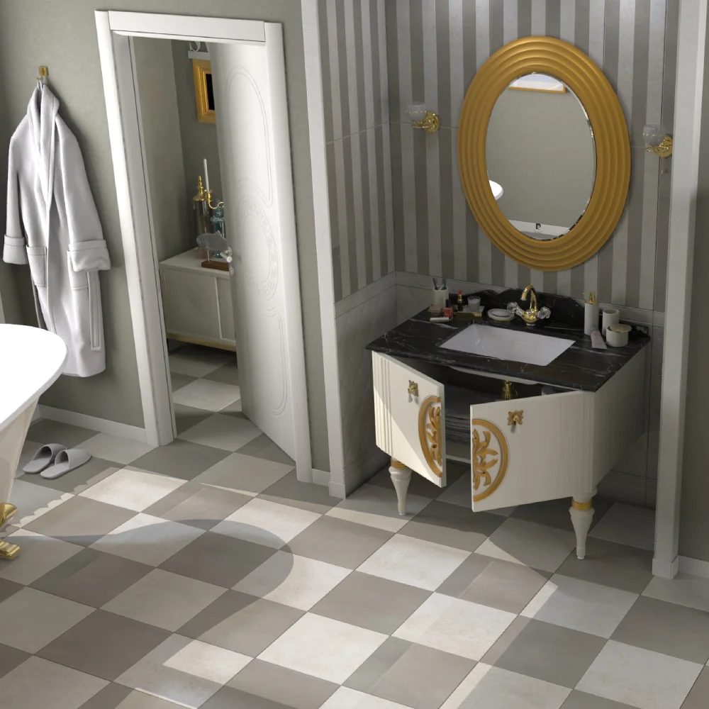 Set Mobilier Baie Pierre Cardin Tate 3 Piese Alb 102 cm