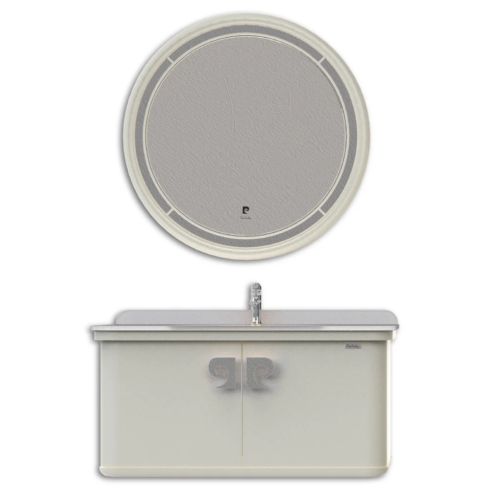 Set Mobilier Baie Pierre Cardin Eva Suspendat 3 Piese Alb-Argintiu Mat 101 Cm