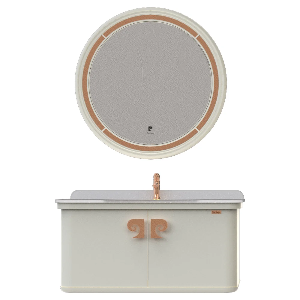 Set Mobilier Baie Pierre Cardin Eva Suspendat 3 Piese Alb-Aramiu Mat 101 Cm