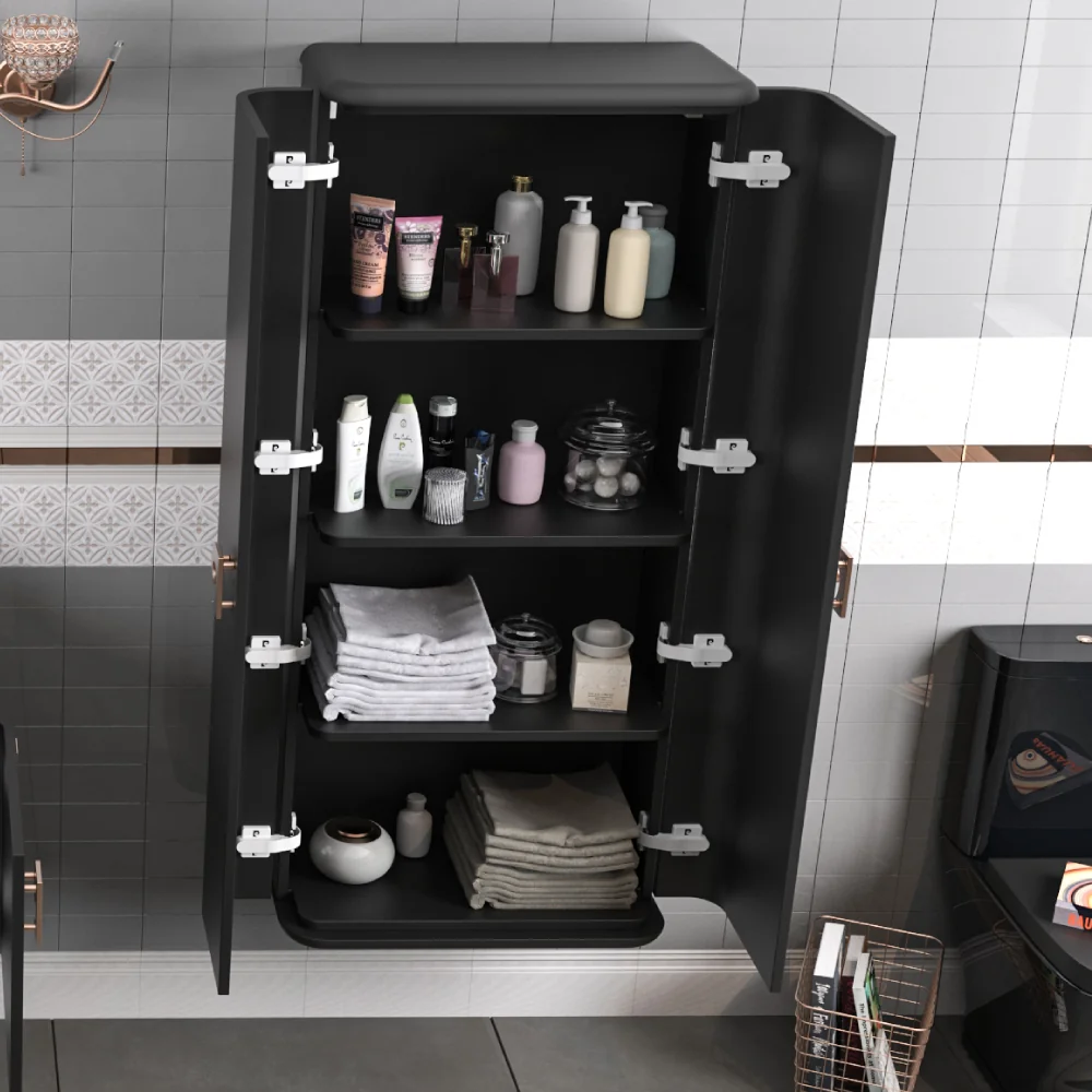 Dulap Baie Suspendat Dublu Pierre Cardin Eva Negru-Aramiu Mat 64x146 cm