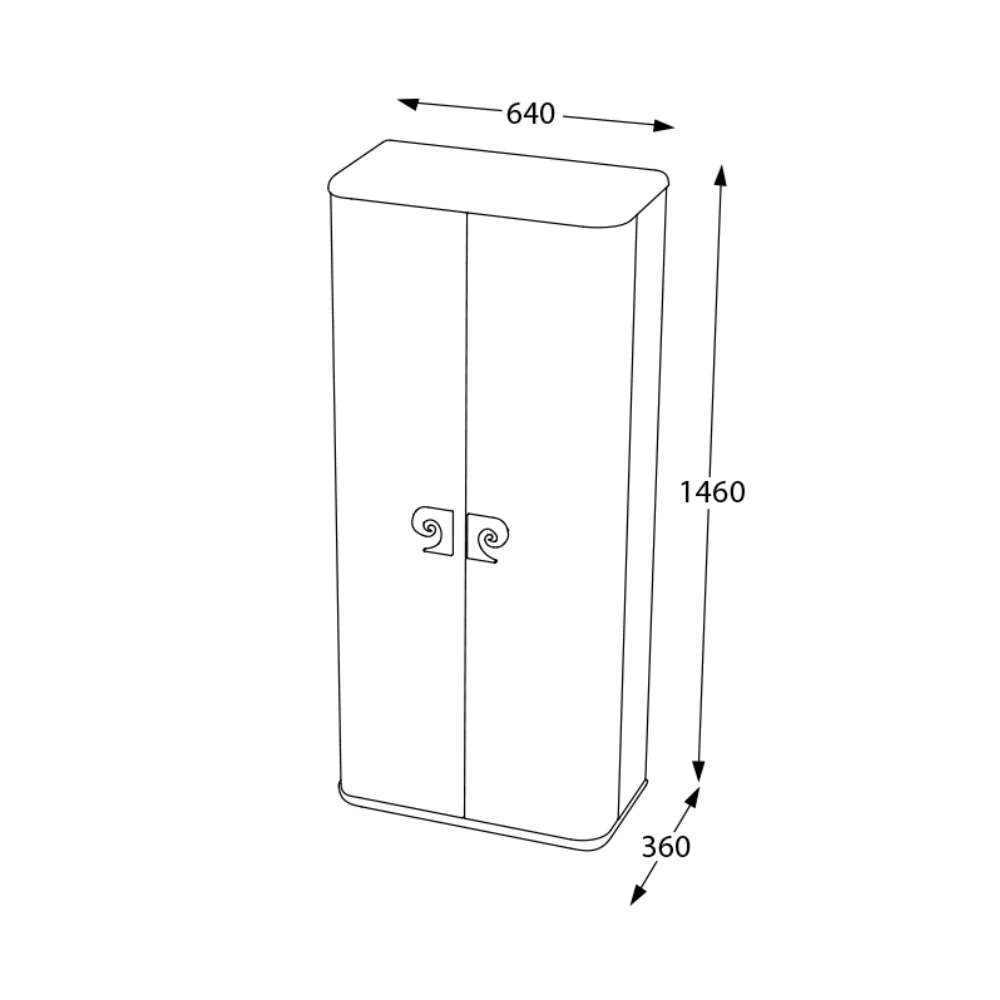 Dulap Baie Suspendat Dublu Pierre Cardin Eva Negru-Argintiu Mat 64x146 cm