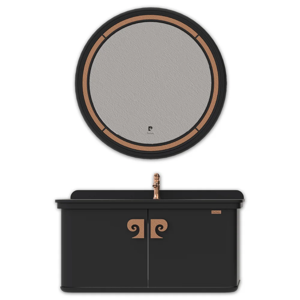 Set Mobilier Baie Pierre Cardin Eva Suspendat 3 Piese Negru-Aramiu Mat 101 Cm