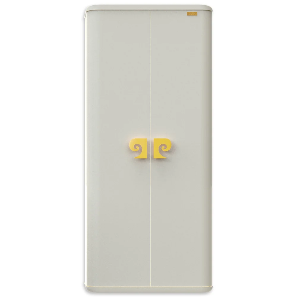 Dulap Baie Suspendat Dublu Pierre Cardin Eva Alb-Auriu Mat 64x146 cm