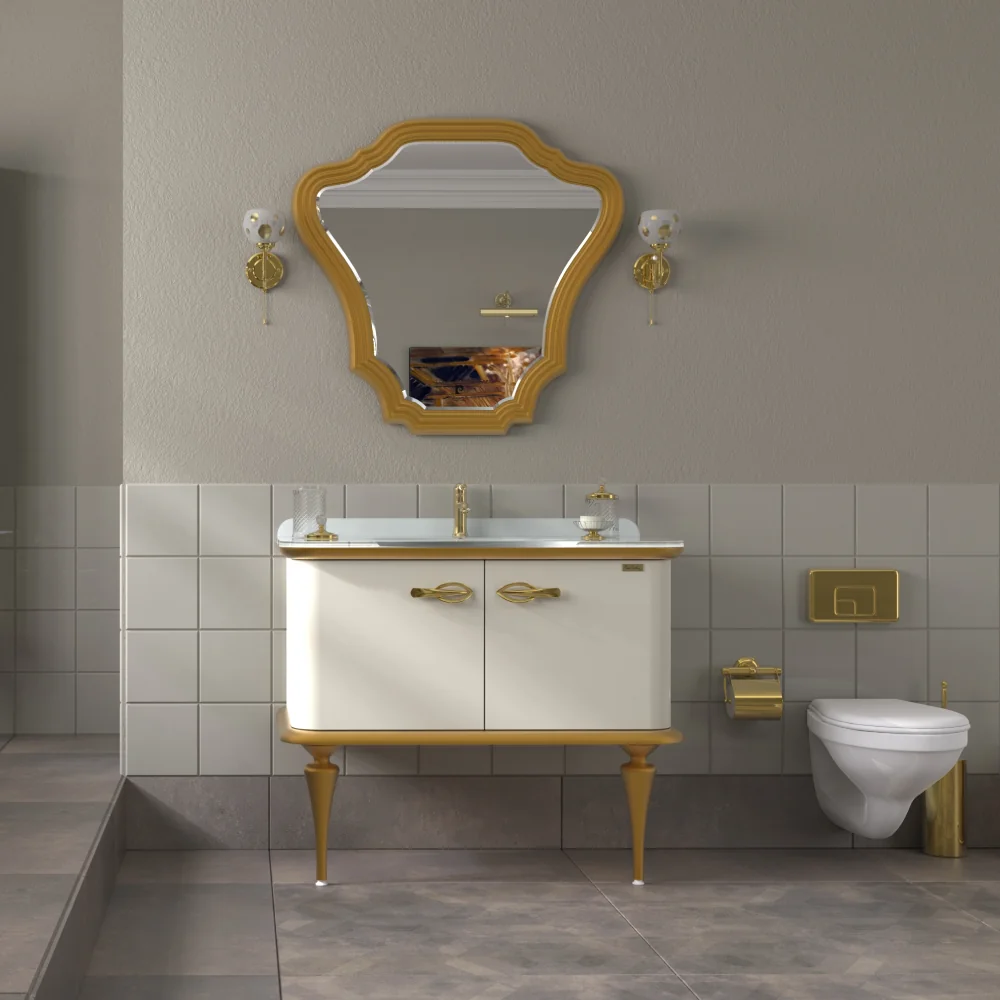 Set Mobilier Baie Pierre Cardin Angelica 3 Piese Alb Perlat 101 Cm