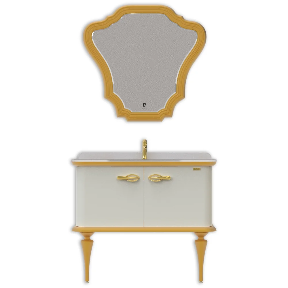 Set Mobilier Baie Pierre Cardin Angelica 3 Piese Alb Perlat 101 Cm