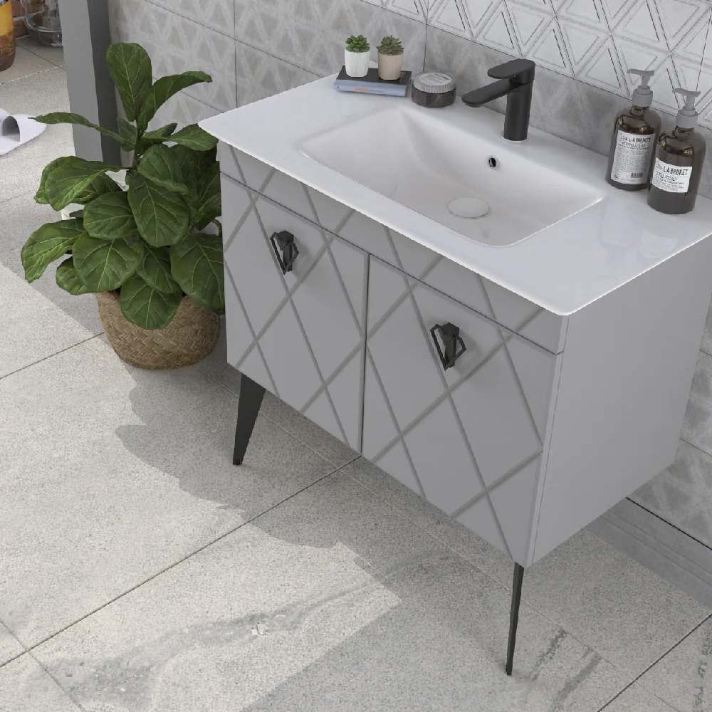 Set Mobilier Baie Cosmos 3 Piese Anthracite 90 Cm