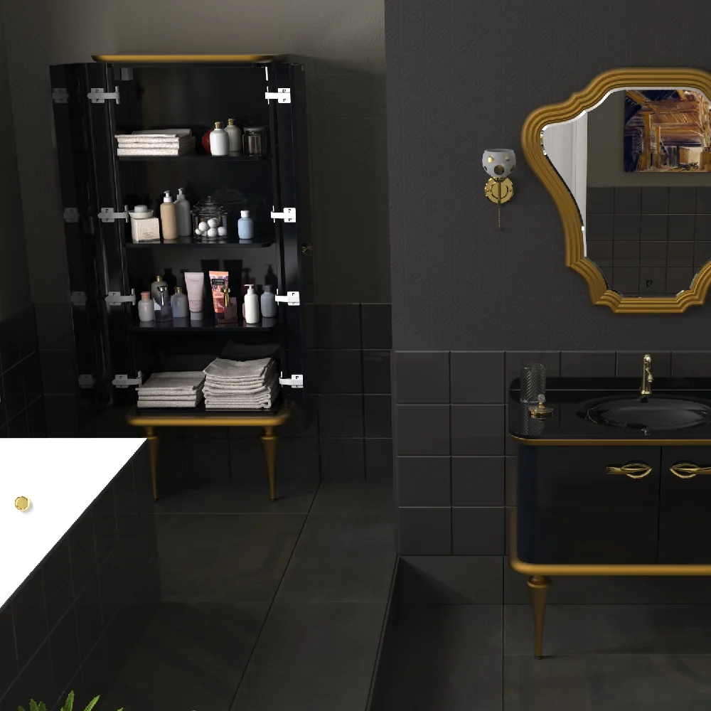 Dulap Soldat Baie Dublu Pierre Cardin Angelica Negru-Auriu 70x180 Cm