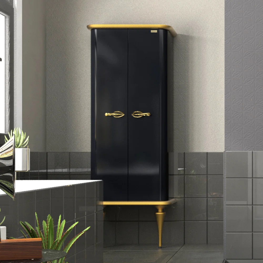 Dulap Soldat Baie Dublu Pierre Cardin Angelica Negru-Auriu 70x180 Cm