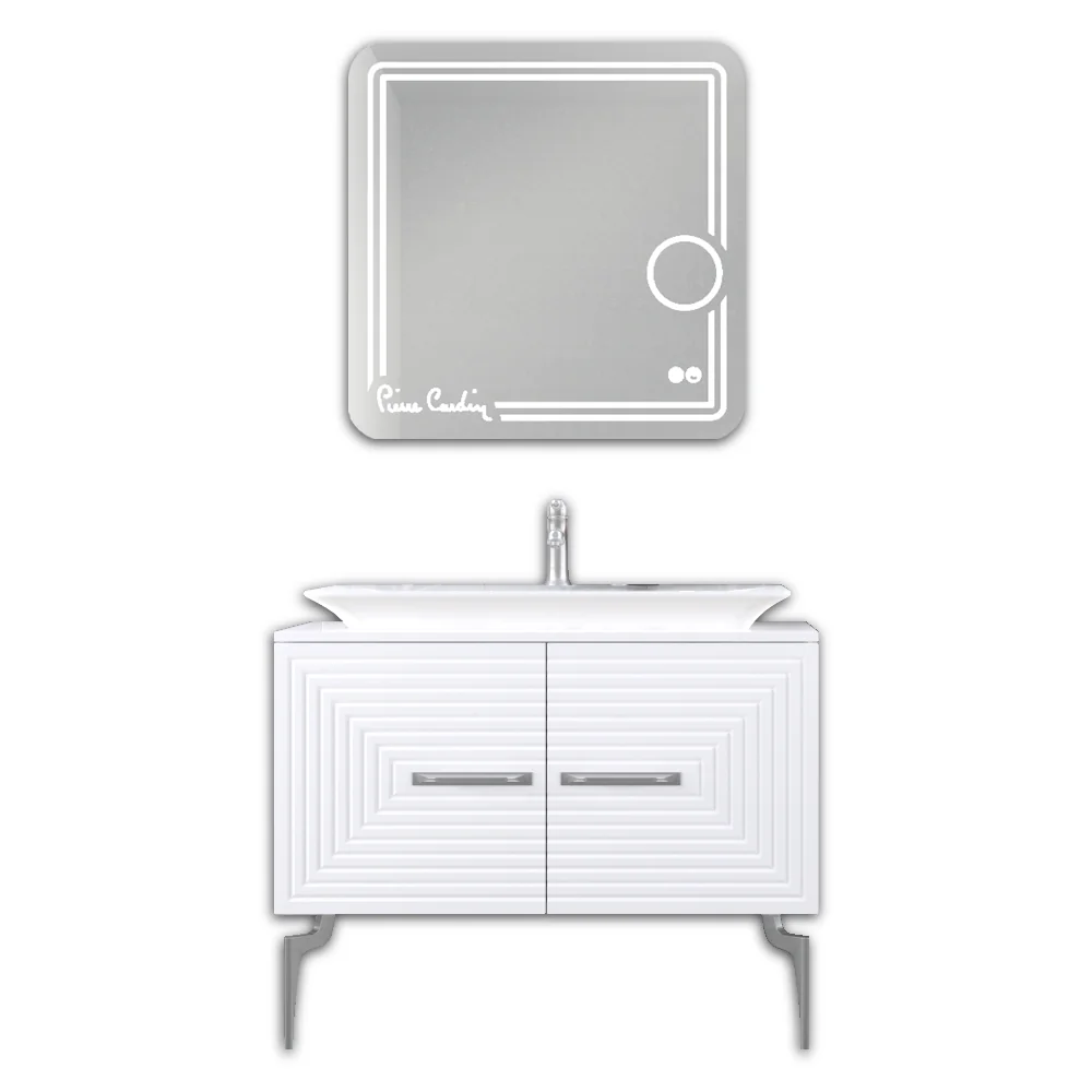 Set Mobilier Baie Pierre Cardin Halley 3 Piese Alb-Argintiu 100 Cm