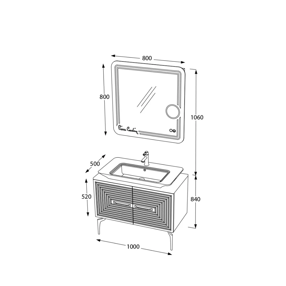 Set Mobilier Baie Pierre Cardin Halley 3 Piese Alb-Argintiu 100 Cm