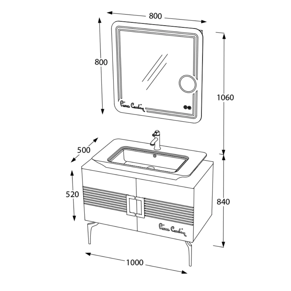 Set Mobilier Baie Pierre Cardin Vega 3 Piese Alb-Argintiu 100 Cm