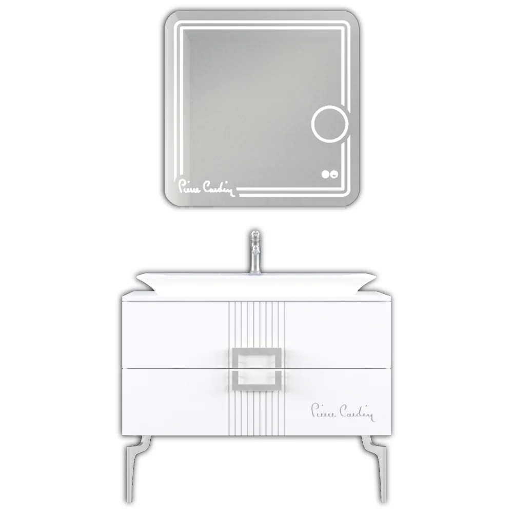 Set Mobilier Baie Pierre Cardin Vega 3 Piese Alb-Argintiu 100 Cm