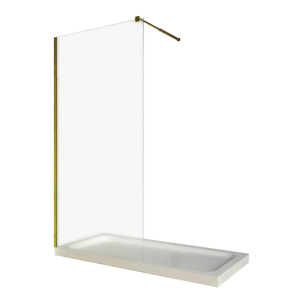 Paravan Dus Walk In / Perete Dus Sticlă Săblată 6 mm Profil Auriu Tija Extensibilă 120 x 200 cm