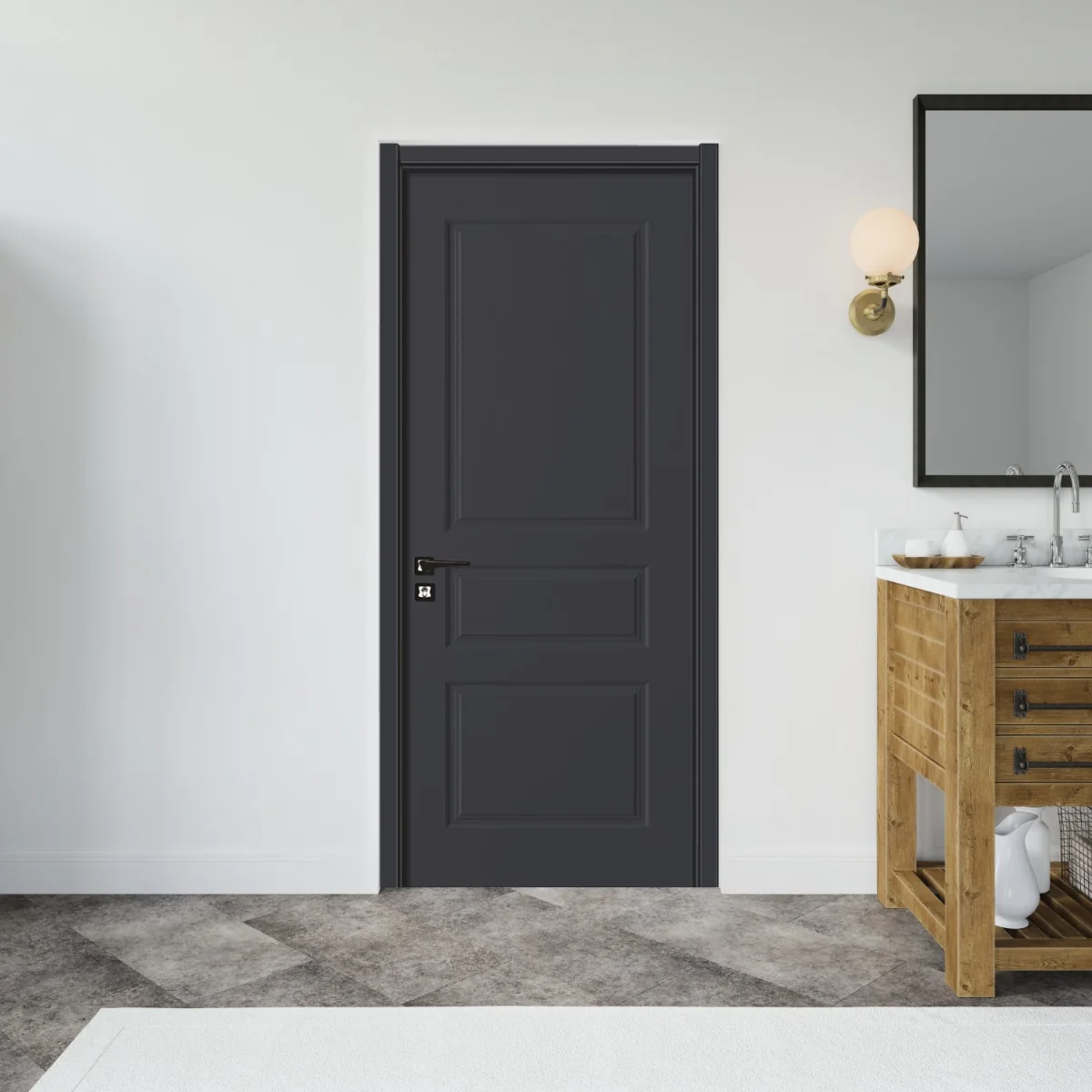 Usa Interior Din MDF SY 2102 Reversibila Toc Inclus Gri Antracit 60 x 200 cm